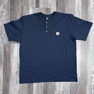 Size XL - Carhartt Men's Henley S/S Navy Blue